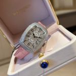 Franck Muller Ladies' Collection 30*40mm 316L Steel Diamond White Gold Pink Band Watch